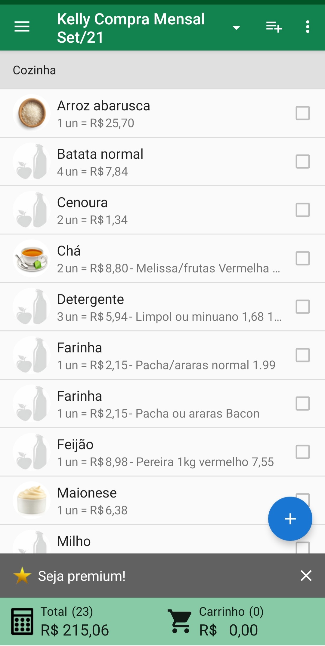 Aplicativo Lista compras supermercado