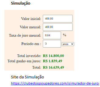 simulação médio prazo